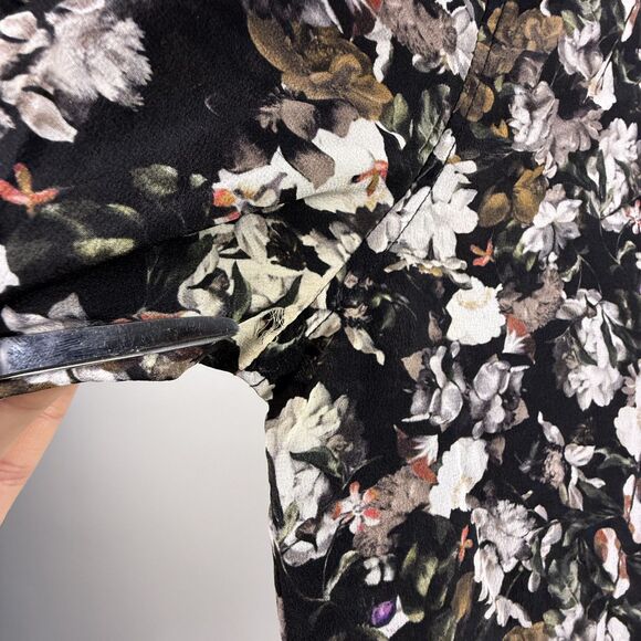 AllSaints Ando Chase Silk Floral Shirt | Black White Blouse - Picture 8 of 8